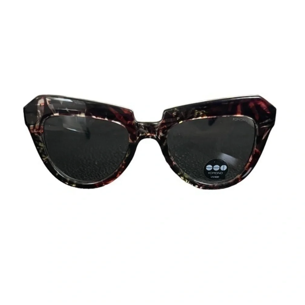 KOMONO Stella Sunglasses NEW with case Fern Red Green Floral